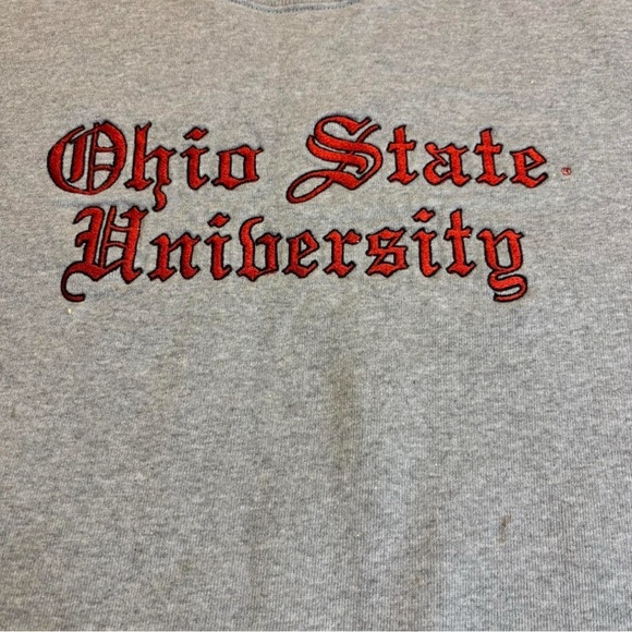 VTG Champion Ohio State University Sweatshirt Large Gray Distressed Spellout - Picture 6 of 8